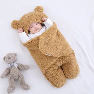 Túi Ngủ Em Bé Sơ Sinh Bán Chạy Túi Bọc Xe Đẩy Bằng Vải Nhung Lông Hình Gấu Mềm Cho Trẻ Sơ Sinh Túi Ngủ Em Bé