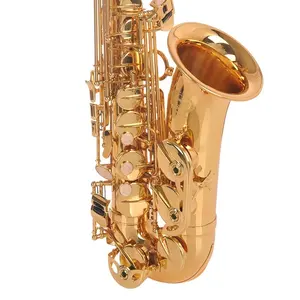 Saxophone ténor professionnel E Flat en laiton avec nervure à double clé dorée et bouton d'ormeau Instrument amélioré
