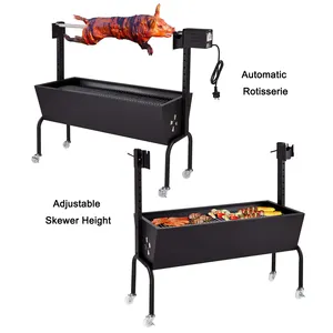 Asador automático grande para exteriores, asador de cerdo, cordero, asador, parrilla eléctrica para barbacoa de carbón con motor giratorio