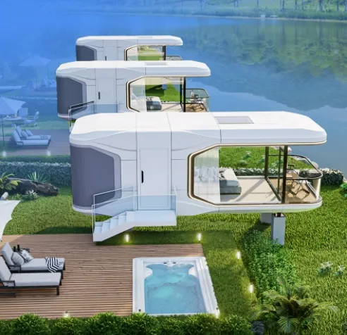휴대용 조립식 주택 모듈 식 프레임 하우스 현대 고급 조립식 주택 공간 캡슐 호텔 휴가 공간