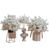 Buket Bunga Mawar Hydrangea Sutra Buatan Gaya Baru untuk Dekorasi Meja Pernikahan, Bunga Hias Geometris, Penunjuk Jalan, Lilin