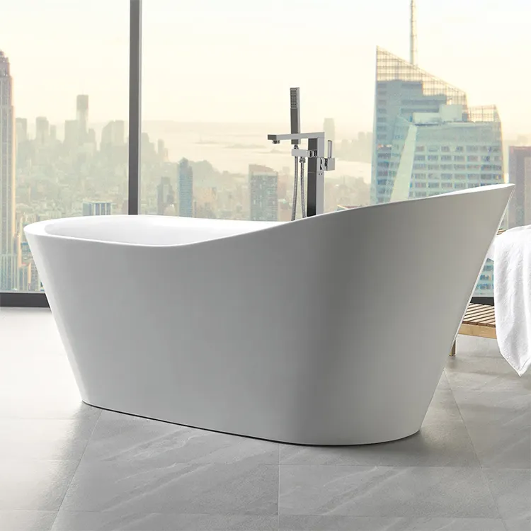 Manufacture Modern Design Custom Large Freestanding Center Surface Solid White Soaking Acrylic Bathtub