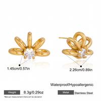 Boucles d'oreilles clous personnalisées en acier inoxydable 316L pour femme, plaqué or 18 carats, avec cristaux CZ, motif soleil et pétales, cadeau bijoux