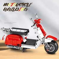 Modèle à assembler Moc, scooter à pédales classique, moto Vespa, briques de construction, collection de jouets pour enfants, cadeaux, ensembles de blocs de construction