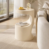 Table d'appoint en fer de luxe pour salon, petite table basse, table de chevet crème pour chambre à coucher, table d'angle japonaise ronde