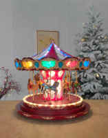 Anyou Grand Carrousel de Noël à musique lumineuse Décorations de vacances européennes Carrousel tournant éclairé Figurines de Noël Jouets