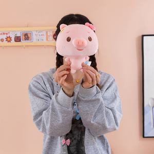 Almohada de Peluche de Cerdo Redondo Kawaii al por Mayor, Lindo Cerdo Regordete de Peluche con Lazo, Decoración para Dormitorio de Niñas y Regalo de San Valentín - Product Image 5