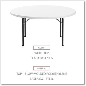 Mesa Plegable Redonda de Plástico Blanco Alera de 60 Pulgadas de Diámetro para Uso en Restaurantes, 29.25 Pulgadas de Alto - Product Image 1
