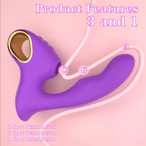S-hande 3 1 Clitoral Suction Cup <b>Vibrator</b> G-spot Stimulation USB Rechargeable IPX7 Waterproof 9 Frequencies Non-Lubricated Adult - Product Image 3
