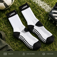 Chaussettes de football renforcées à logo blanc et noir, avec panneau de maintien, pour une adhérence optimale sur le terrain, profil mince, pour crampons, avec tableau des tailles, pour clubs