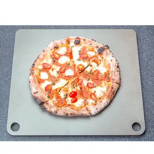 Лидер продаж Amazon, плита для пиццы из углеродистой стали толщиной 0,6 см с двумя отверстиями, перфорированная противень
