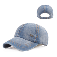 Casquette de baseball vintage en coton délavé multi-panneaux pour hommes et femmes, style 'Dad Hat' en denim, réglable, style 'Trucker', profil bas, toutes saisons, devant uni