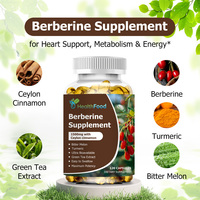 Cápsulas de Berberina Más Vendidas, 1500 MG, con Canela de Ceilán, Apoyo para el Metabolismo Cardíaco, Energía, Producción de Energía, Digestión