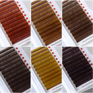 ต่อขนตาสีน้ำตาลต่อขนตา<span class=keywords><strong>เกาหลี</strong></span> PBT ที่กำหนดเองผสมสีขนตาแต่ละส่วนขยาย - Product Image 4