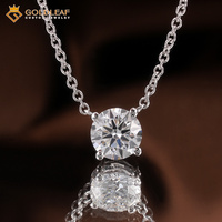 Collier pendentif en diamant de laboratoire rond brillant certifié IGI Goldleafgem, or 14 carats, solitaire, pour usage quotidien, collier de mariage