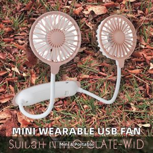 Ventilateur portable USB rechargeable en plastique à trois vitesses, pliable, à suspendre au cou, pour camping-car et usage domestique, vente en gros - Product Image 2