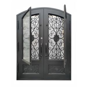 أبواب حديدية مزدوجة أنيقة مخصصة أبواب حديدية أمامية من الفولاذ الحراري للمنازل في لوس أنجلوس - Product Image 2