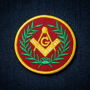 Écusson maçonnique Rouge Étoile et Compas, broderie machine, écologique, taille personnalisée, thermocollant, badges et insignes francs-maçons - Product Image 1