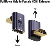 8K HDTV 2.1 Adaptateur 6-Pack Haut/Bas Gauche/Droite 90 ° 270 ° Angle Mâle Femelle pour HDTV Extender Set Construction en alliage d'aluminium