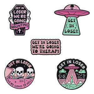 Gothic Cartoon Alien Emaille Brosche Pins Halloween UFO Raum Broschen Goth Freunde Revers Abzeichen für Kleidung Rucksack Metall Handwerk - Product Image 5