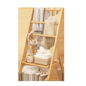 Foldable bamboo coat <b>rack</b>, floor-standing, thickened, for bedroom and home use. - Product Image 2