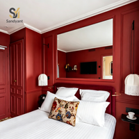 Ensemble de meubles de chambre d'hôtel de luxe moderne, suite de chambre en bois sur mesure robuste pour projets hôteliers et d'appartements