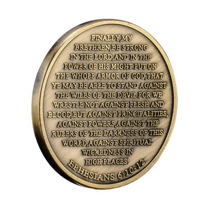 Áo giáp của thần với mô hình người lính cứu trợ cao và phù du cầu nguyện đồng xu thách thức mạ đồng - Product Image 6