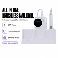 Machine à ongles de bureau antidérapante 75W avec moteur sans balais rechargeable par USB 0-30000 tr/min, outil professionnel en métal pour manucure