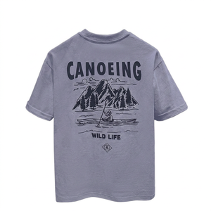 Camiseta de manga corta para hombre con estampado de vida silvestre Canoeing, corte regular, cuello redondo, informal, de algodón - Product Image 2