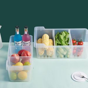 Fridge Organizer Storage Boxes With Dividers Transparent Rectangle Food Fruit Vegetable Container For Refrigerator - Product Image 1