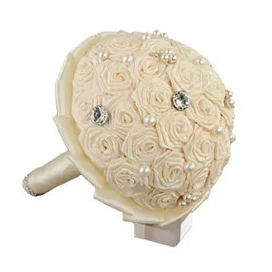 Vendita all'ingrosso madre della sposa bouquet-Shininglife forniture per matrimoni Ribbon rose bouquet bouquet da sposa per la sposa