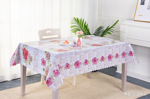 Custom Rose Floral Printed Decorative <strong>Plastic</strong> PVC <strong>Table</strong> <strong>Cover</strong> - Product Image 2