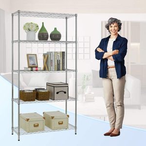 Étagères métalliques commerciales à 5 niveaux réglables, robustes, résistantes à la rouille, avec roulettes pour le rangement dans le salon - Product Image 4