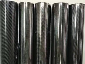 Phổ biến tự dính độ bóng cao 1.52*18M trang trí nội thất xe Vinyl Đen Carbon fibre 5D/6D sợi carbon bọc vinyl - Product Image 4