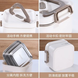304 Stainless Steel Square Food Storage Container Seal Lid <b>Insulated</b> <b>Lunch</b> <b>Box</b> Airtight Portable - Product Image 4