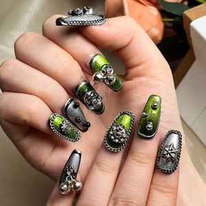 เล็บ<span class=keywords><strong>ปลอม</strong></span>แบบกดติดเล็บ<span class=keywords><strong>ปลอม</strong></span>ทำมือใช้ซ้ำได้หรูหราหรูหราไม่เหมือนใคร - Product Image 4