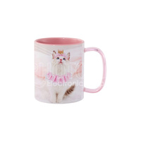 11 oz. Mug en céramique vierge pour sublimation, intérieur et poignée colorés, avec poignée en verre