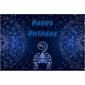 Wholesale Custom Dreamlike Zodiac Chart Happy Birthday Backdrop For Party Decorations