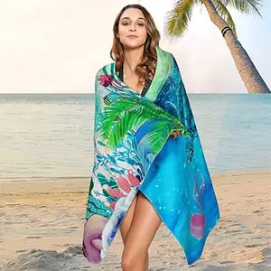 Logo ve nakış ile toptan özelleştirilmiş pamuk kesim kazık baskılı plaj havlusu