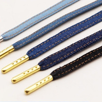 Lacets plats en denim WEGOODZF de haute qualité, emballés par paires, pour chaussures décontractées, baskets de sport et bottes, avec embouts métalliques