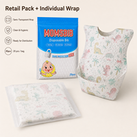 MOMSBIB Lot de 20 bavoirs pour enfants en tissu non tissé avec film PE, sans BPA, imperméables, anti-déversement et anti-salissures, pour l'alimentation, 13-36 mois
