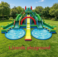 Parc aquatique gonflable commercial mobile, ensemble complet, toboggan aquatique gonflable, piscine, aire de jeux pour la location dans les parcs d'attractions