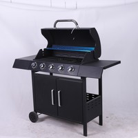 Barbecue au gaz noir pour extérieur et jardin, 4+1 brûleurs, cuisinière à gaz pas chère, cuisinière de cuisson