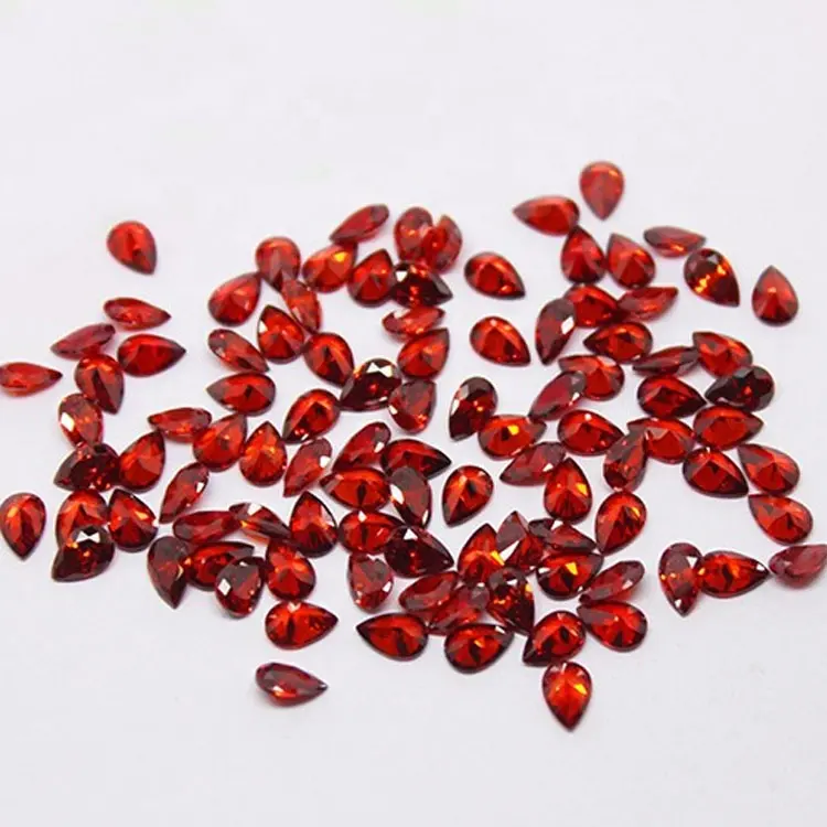 Good quality garnet red pear cut synthetic cz stone cubic zirconia