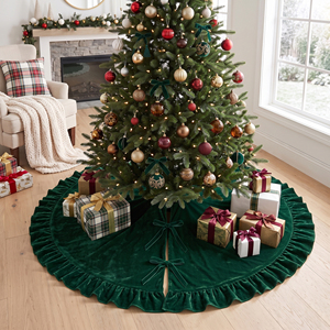 Oversize Forest Green Velvet Ruffle <b>Christmas</b> <b>Tree</b> Collar Natale Decoration Outdoor Xmas Home Decoration <b>Base</b> - Product Image 2
