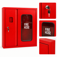 Boîtier mural rouge pour système de dérouleur de tuyau d'incendie de type fenêtre, ensemble complet d'équipement (acier au carbone/acier inoxydable)