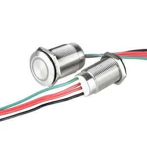 19Mm Waterdichte Ip67 Metalen Led Lampje Pilot Lijn 3V 5V 12V 24V 110V 220V Ring Drukknop