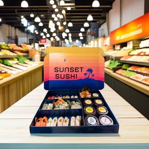 Caja de Embalaje de Sushi Biodegradable Personalizada al por Mayor, Caja Desechable para Llevar o Entregar, Divisores de Papel de Aluminio Repujado, para Gelatina, Azúcar, Fideos - Product Image 4
