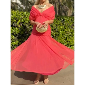 Vestidos de Moda para Mujer con Hombros Descubiertos, Cintura Ajustada, Cuello en V y Falda Amplia - Product Image 1