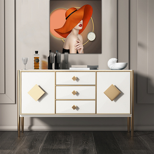 Buffet moderne de luxe au design simple, en bois haut de gamme, gain de place, avec tiroirs de rangement, pour la décoration du salon, du porche, armoire - Product Image 4